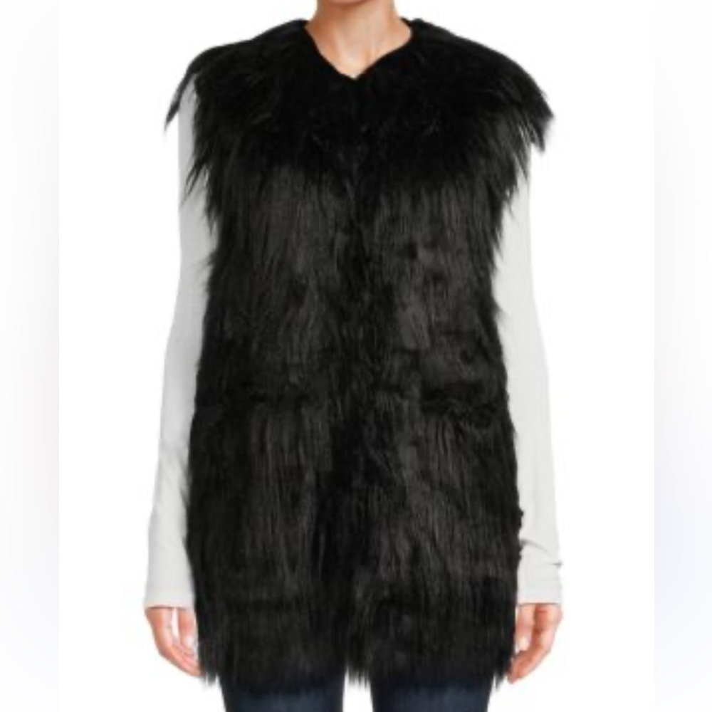 Zadig & Voltaire Yeti Black Faux Fur Vest NWOT - Picture 2 of 9